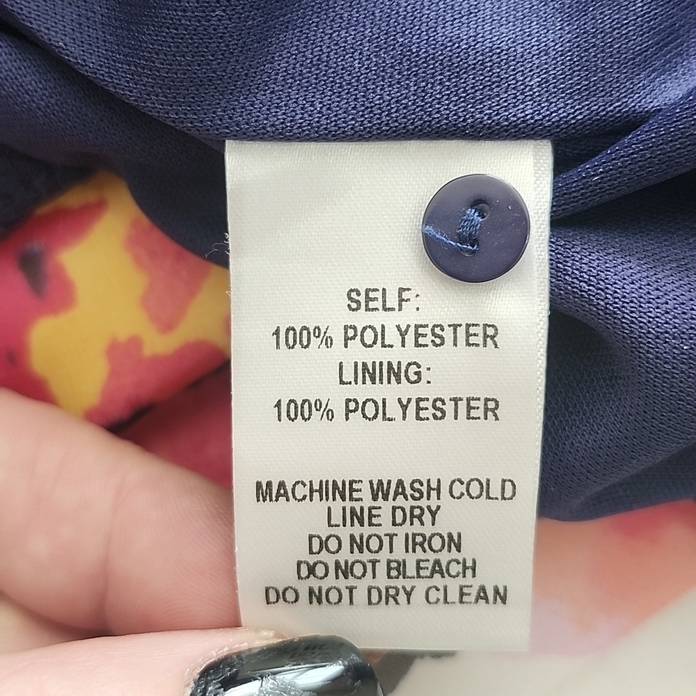 Lulus Navy blue & Pink Floral Swing Dress Keyhole Back Size Small - Picture 6 of 9
